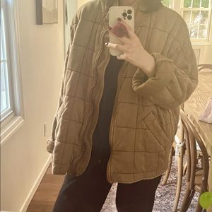 Free people dolman quilted knit jacket in toasted coconut size L